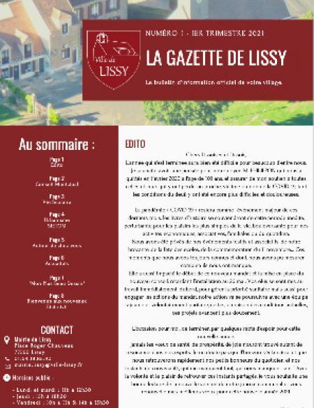 Page de garde Gazette Lissy janvier 2021